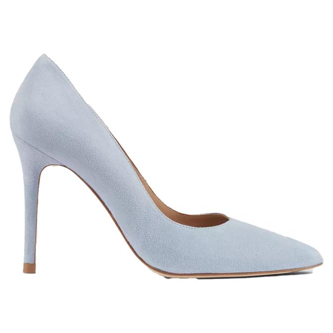 L.K. Bennett Fern Pale Blue Suede Pointed Toe Courts